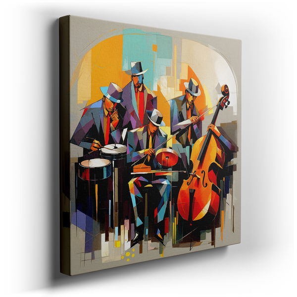 Symphony of Motion - Colorful Jazz Ensemble Canvas Art
