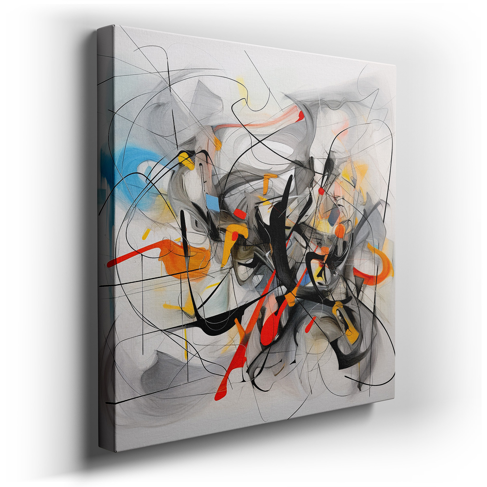 Abstract Design Symphony: Colorful and Dynamic Large Wall Art for Offices, Bedrooms, and Living Rooms wrapped canvas -