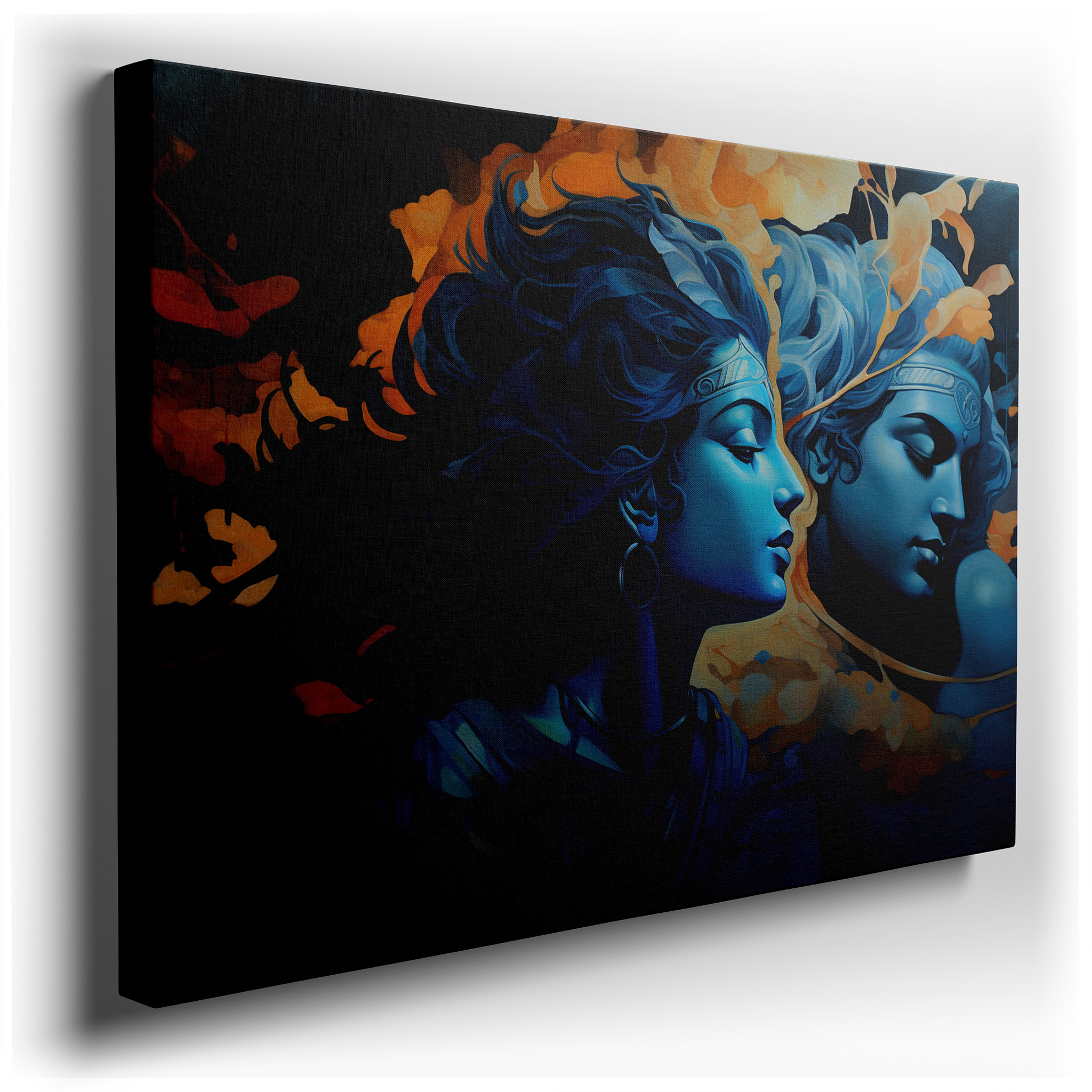 Abstract Enchantment: Woman in Blue - Exploring Introspection and Duality, Large Canvas Wall Art for Office and Bedroom