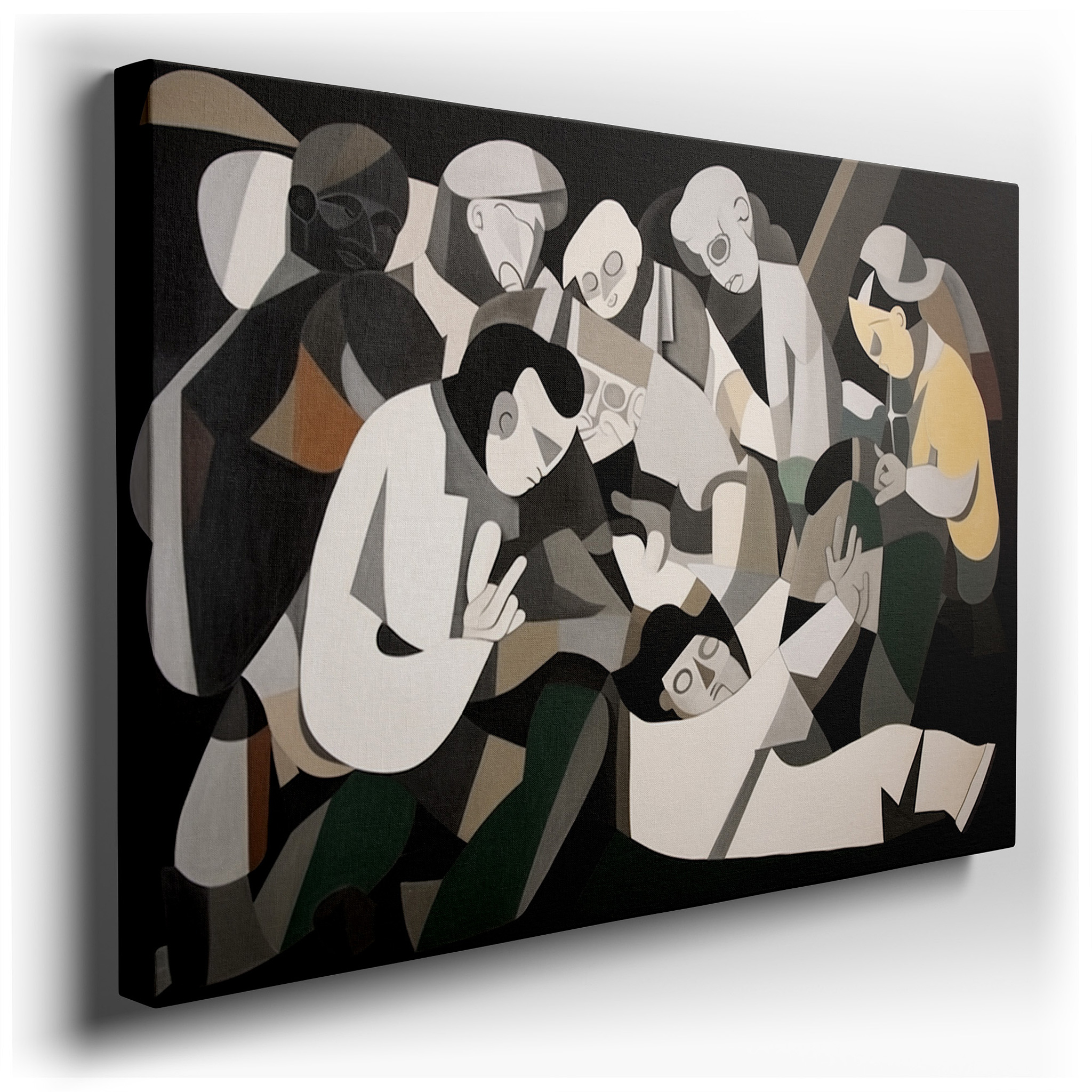 Abstract Exploration of Human Connections in a Vivid, Fragmented Style: Large Wall Art, Canvas Wall Art, Wall Decor for