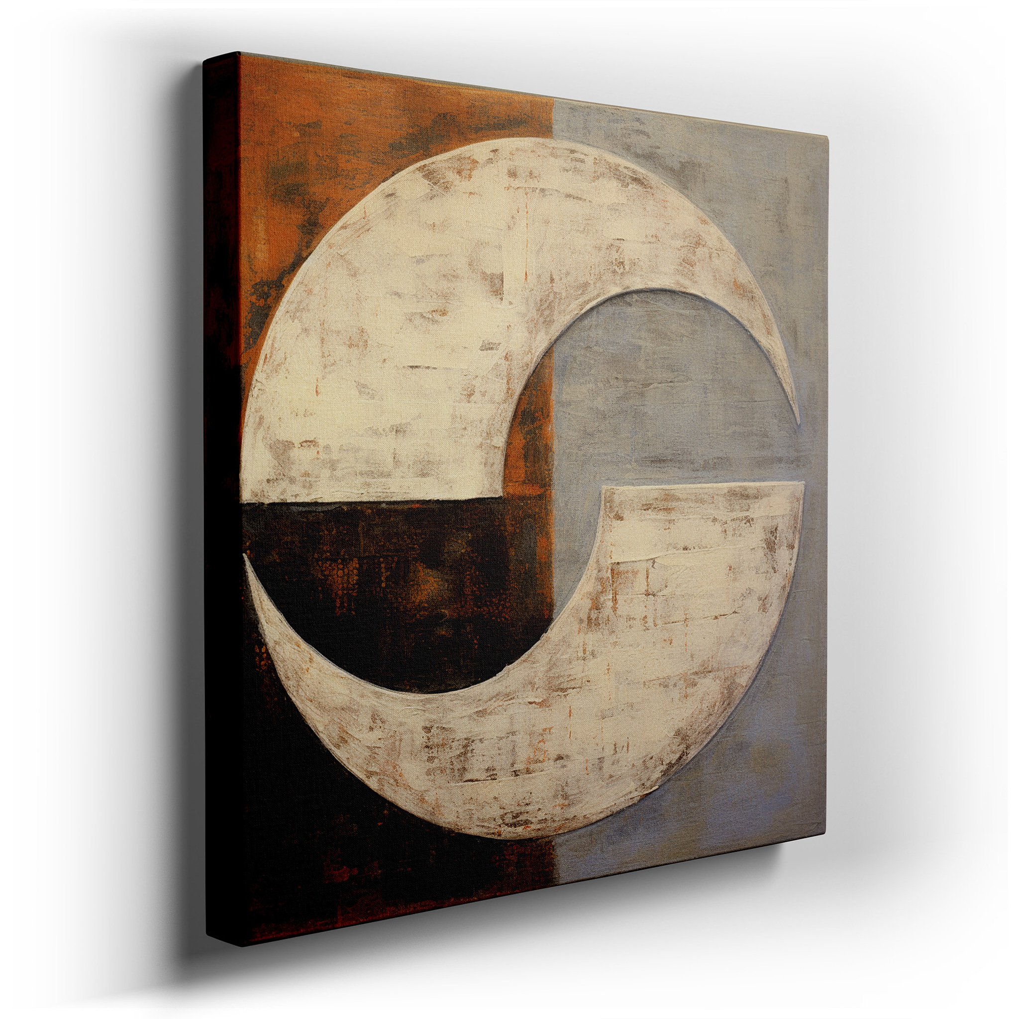 Abstract Exploration of Unity and Separation: Vibrant Half - Circle Wall Art for Home and Office Decor wrapped canvas -