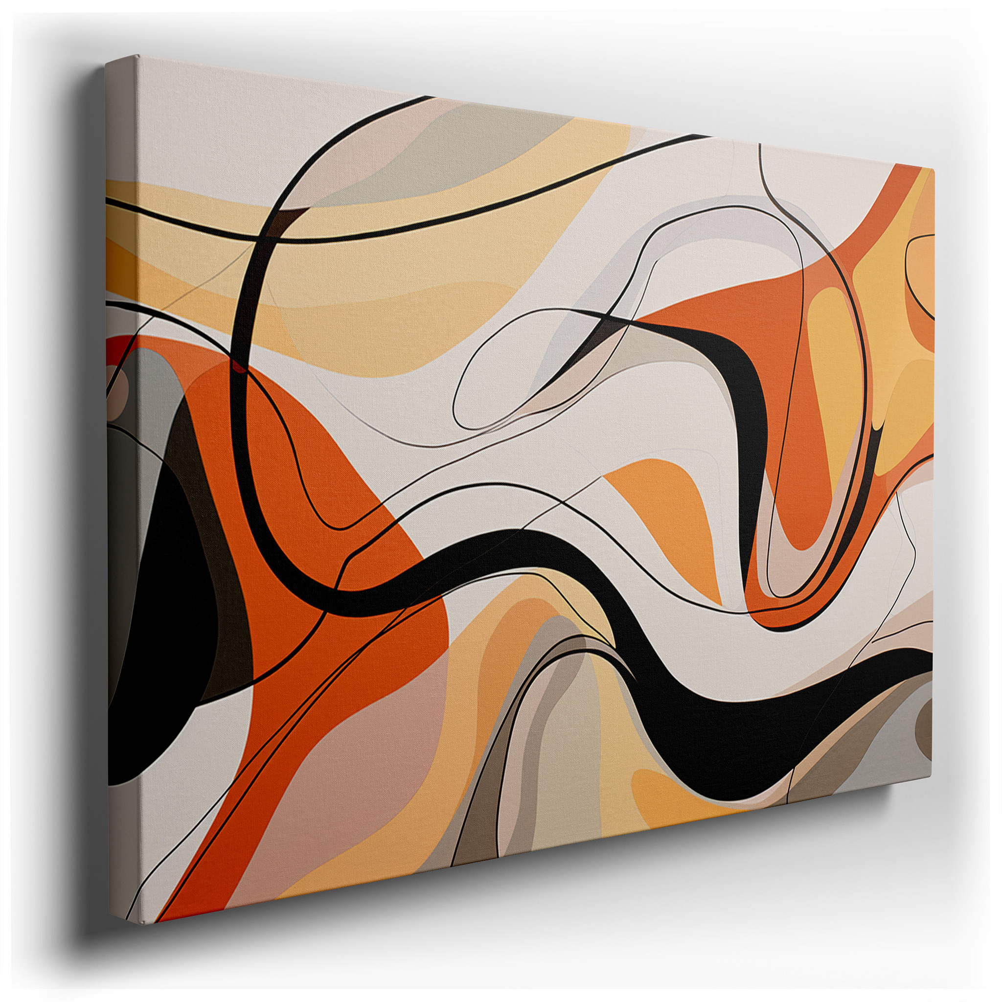 Abstract Expression in Earthy Tones and Curved Shapes: A Visual Symphony of Nature and Emotion - Large Canvas Wall Art