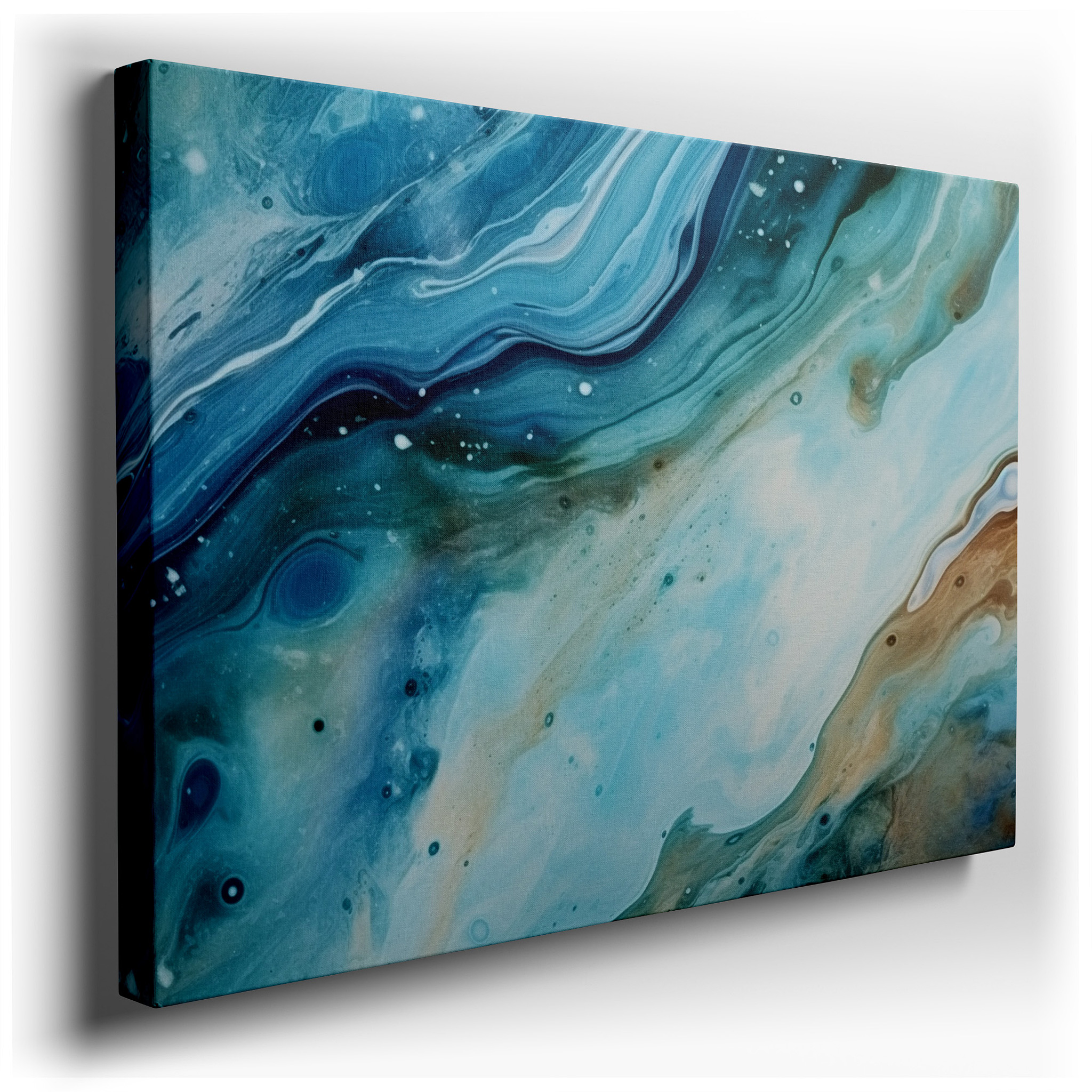 Abstract Expressionist Ocean Waves Vibrant Symphony Large Canvas Wall Art for Office, Bedroom, and Living Room Decor