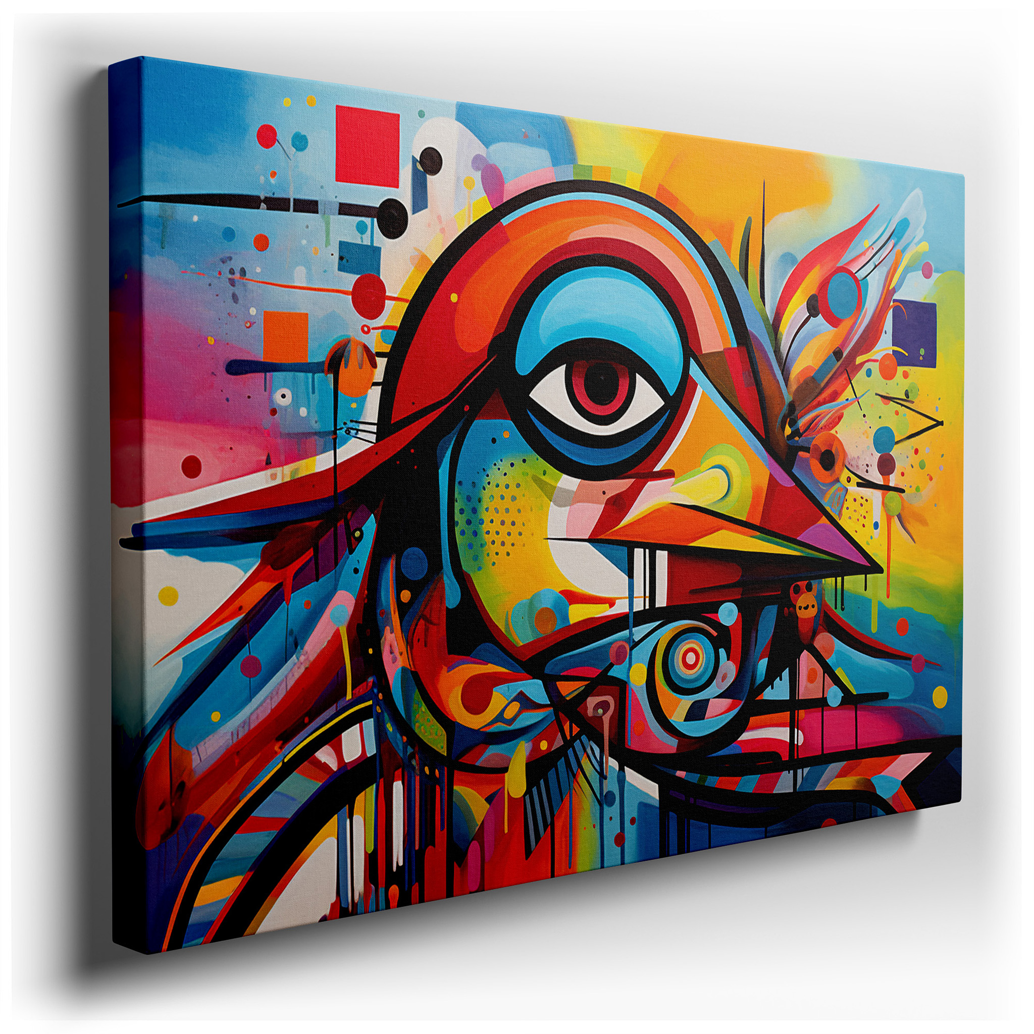 Abstract Geometric Vibrant Bird - Dynamic Nature and Design Fusion Large Wall Art, Canvas Wall Art, Wall Decor for