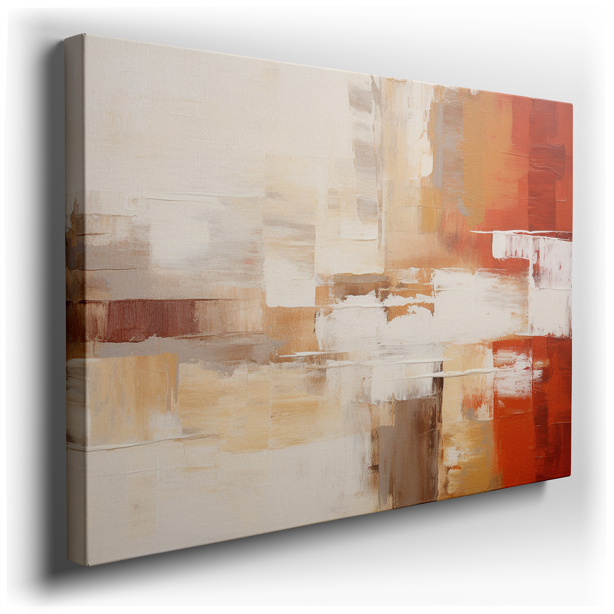 Abstract Harmony in Earthy Tones and Textures: Large Canvas Wall Art for Office, Bedroom, and Living Room Decor wrapped