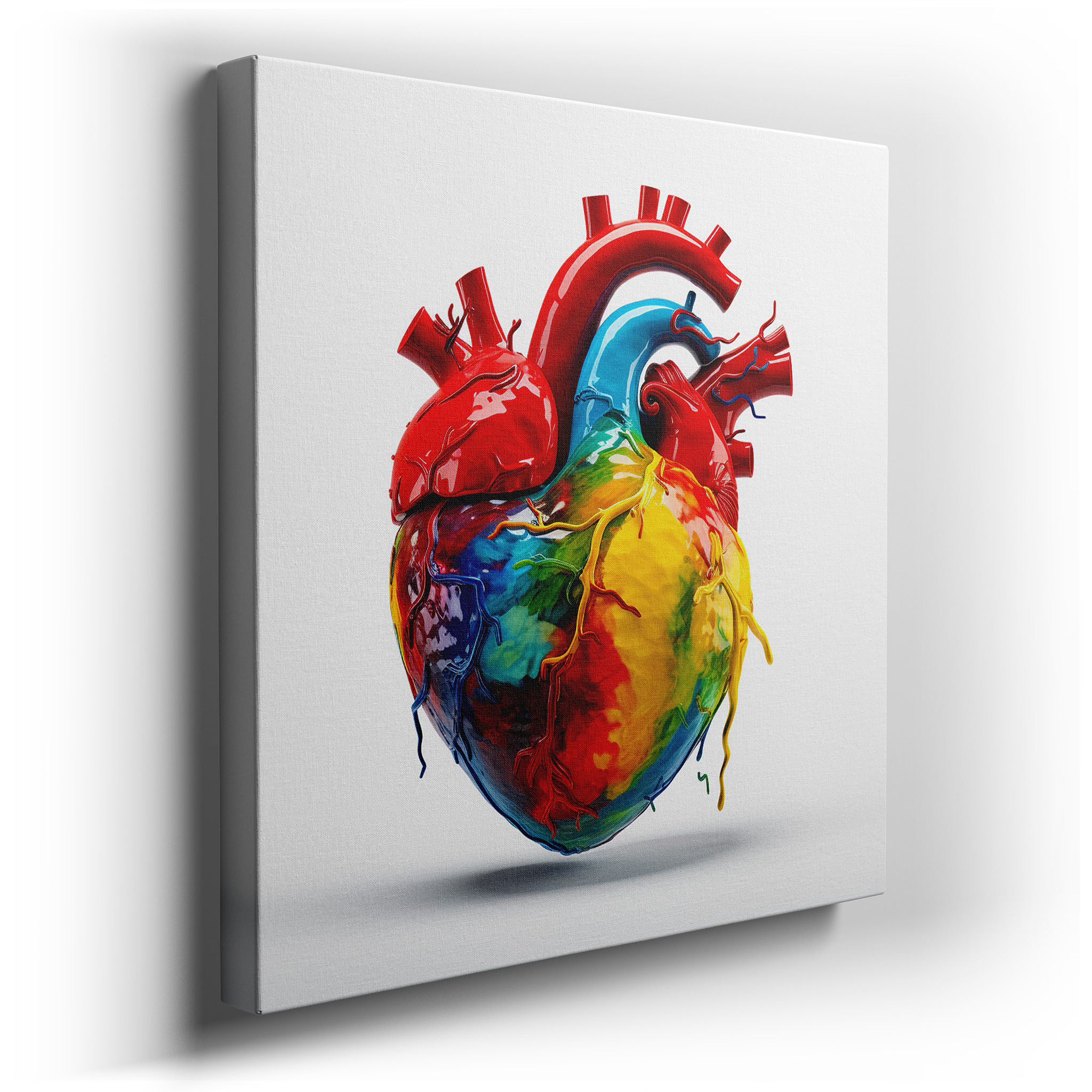 Abstract Heart Wall Art: Embrace the Emotional Spectrum with Vibrant Reds and Mystical Purples - Perfect for Home or