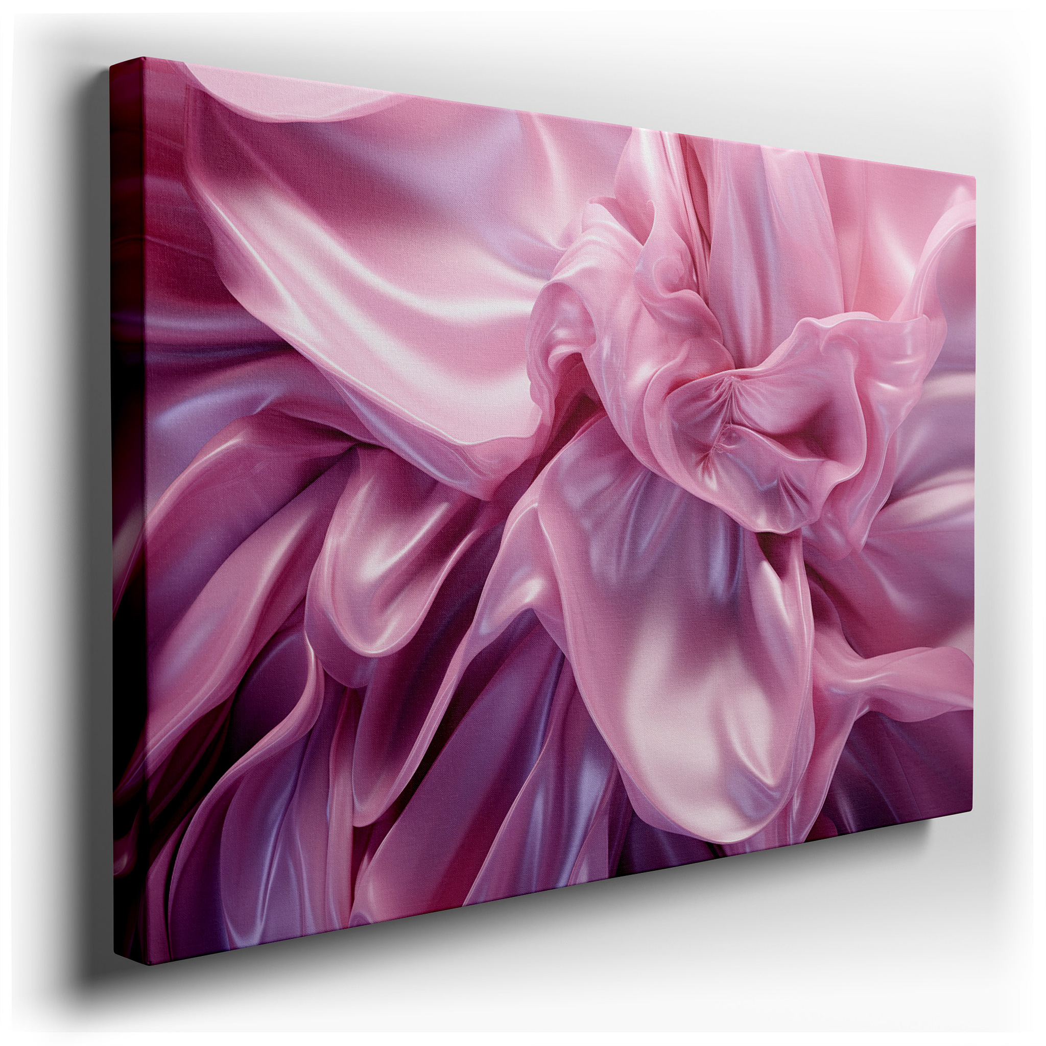 Abstract Pink Fabric Waves: A Masterpiece of Texture and Movement - Large Canvas Wall Art for Office and Bedroom Decor