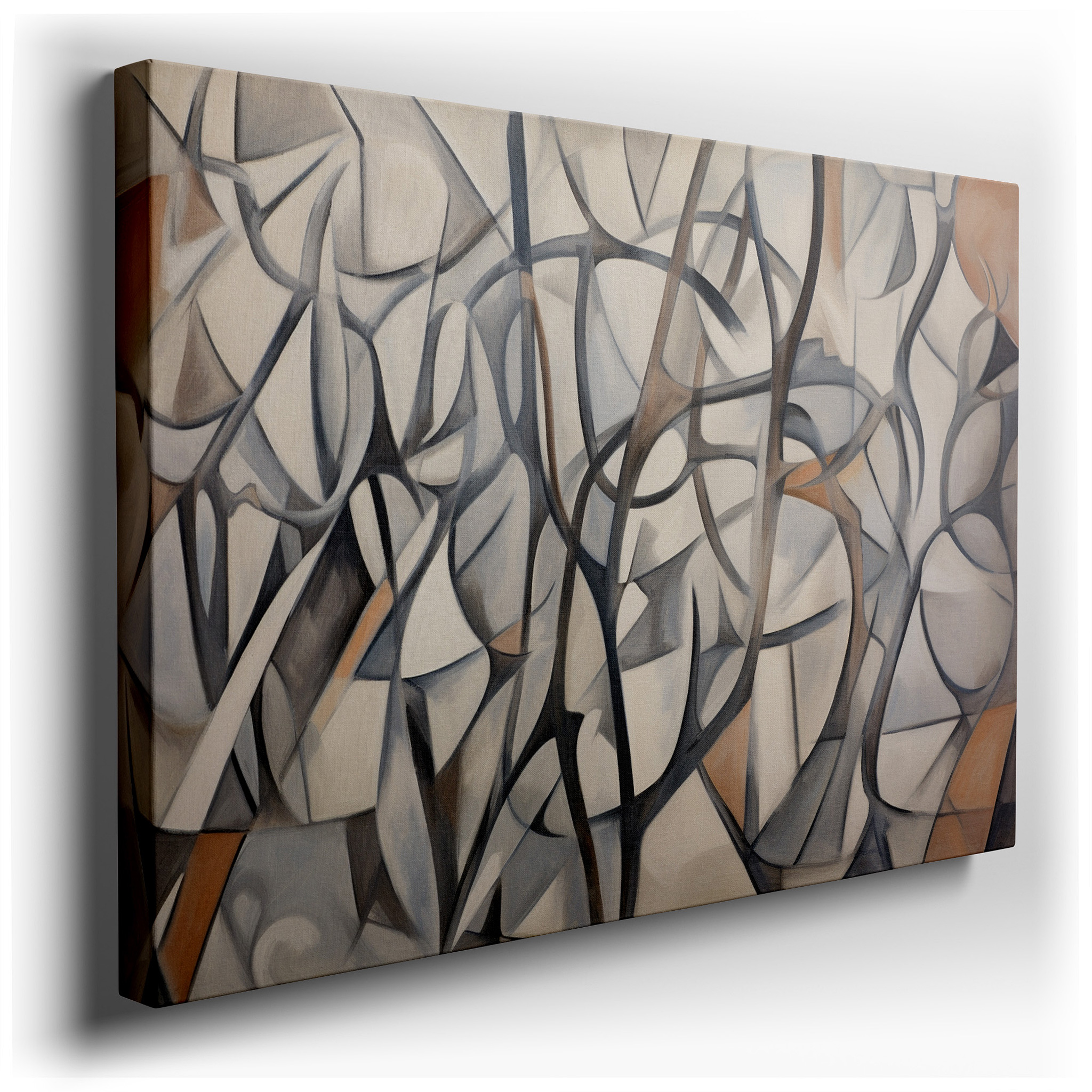 Abstract Symphony: Shapes and Soft Tones Tapestry - Large Canvas Wall Art for Office, Bedroom, and Living Room Decor