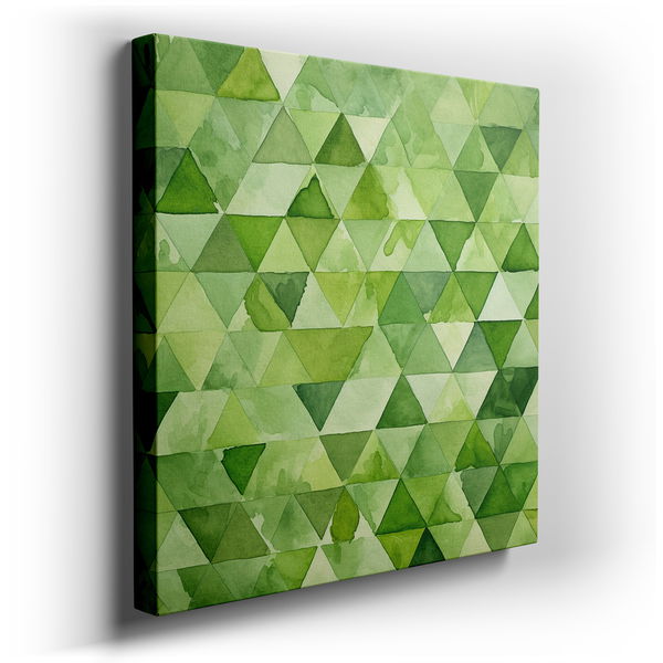 Triangle Watercolor Harmony - Green Canvas Art