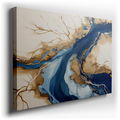 Abstract Waterways in Blue and Earth Tones - Canvas Wall Art