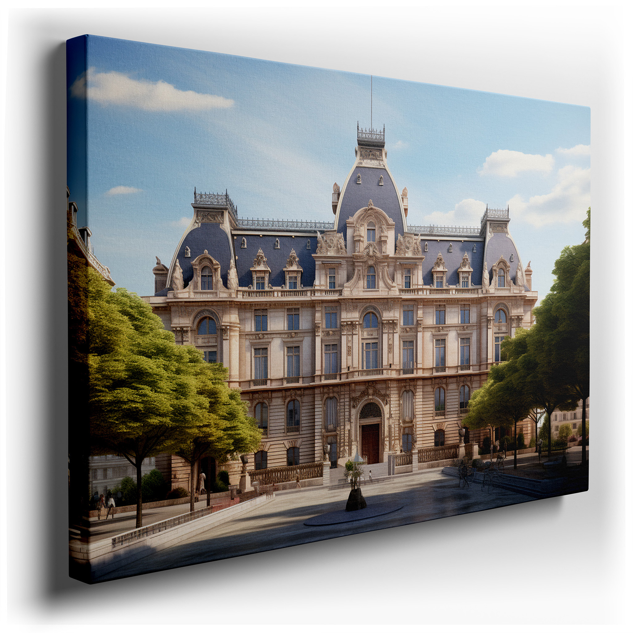 Architectural Majesty Surrounded by Lush Greenery: Large Wall Art, Canvas Wall Art, Wall Decor for Office, Bedroom, and