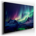 Aurora Borealis Over Mountains - Large Canvas Wall Art
