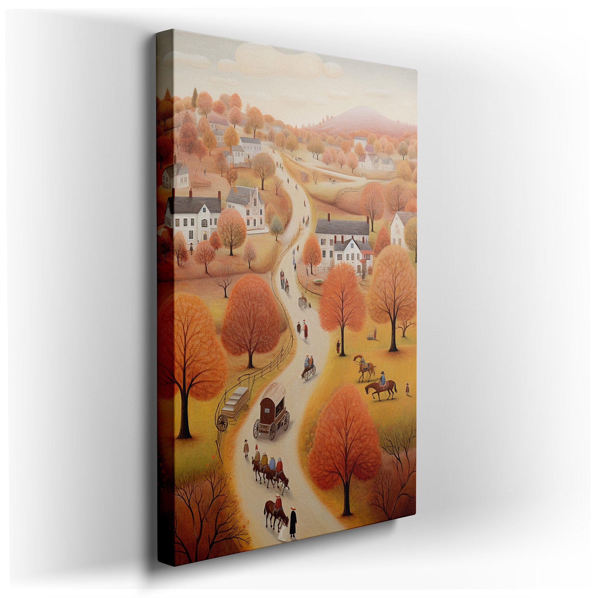 Autumn Embrace in a Quaint Village: A Rustic Journey Through Vibrant Fall Colors and Charming Village Life - Large Wall