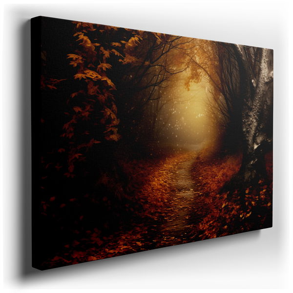 Autumn Forest Twilight Stroll - Expressive Realism Canvas Wall Art