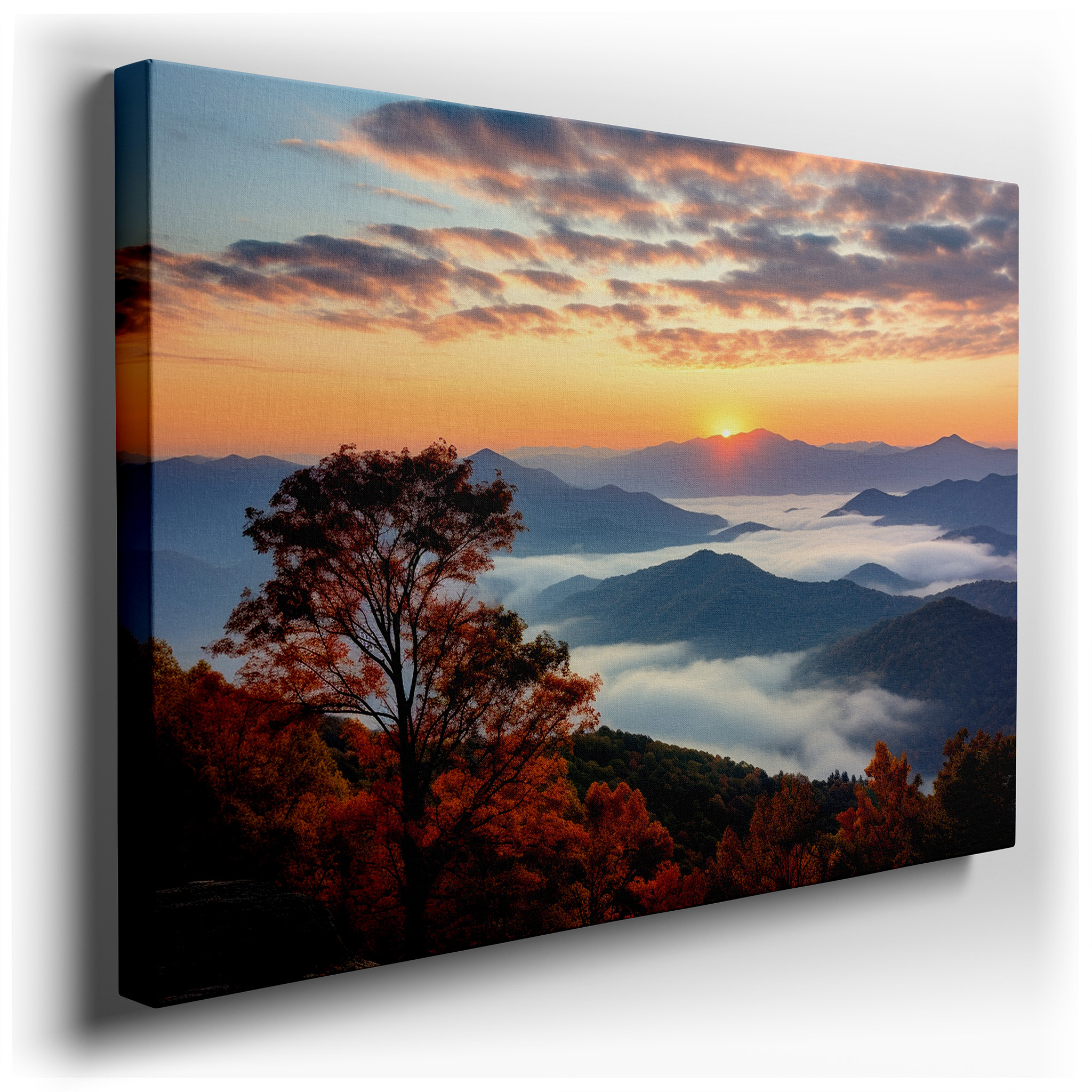 Autumn Sunset Over Rolling Hills - A Vivid Celebration of Nature's Canvas: Large Wall Art, Canvas Wall Art, Wall Art