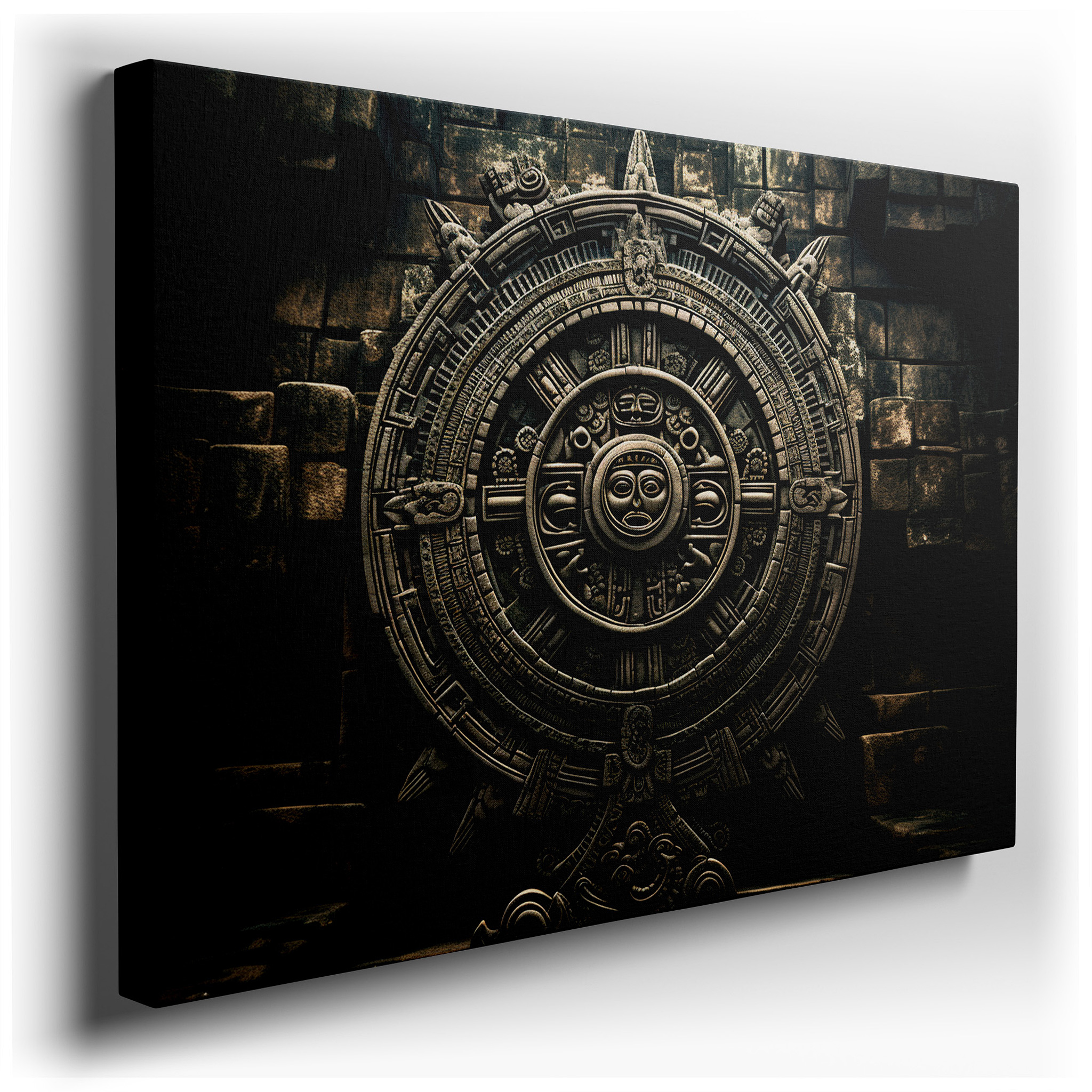 Aztec Calendar Stone Wall Art: A Captivating Display of Ancient Craftsmanship and Celestial Knowledge - Ideal for