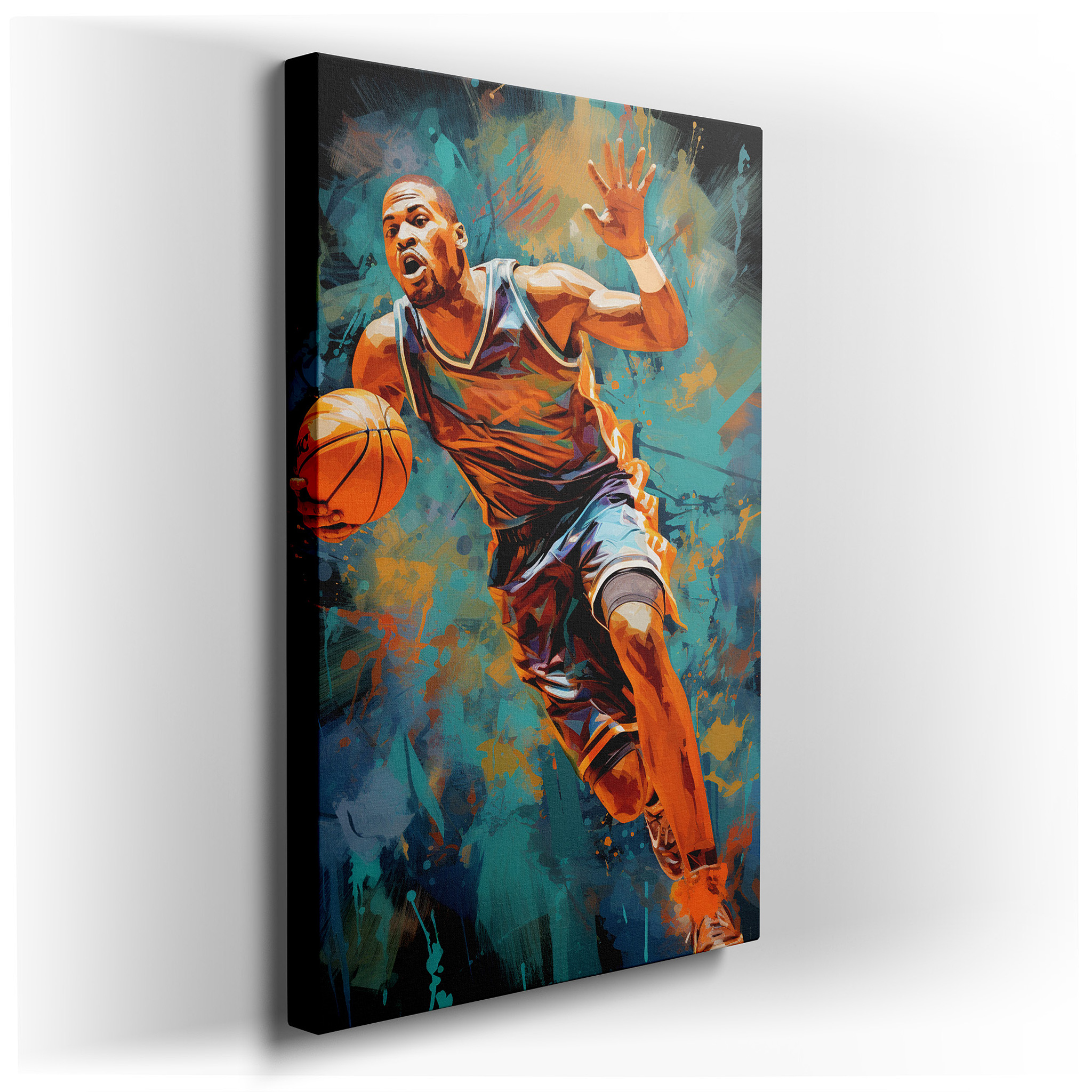 Basketball Action Wall Art: Capturing the Vibrant Energy and Athletic Skill - Ideal for Large Spaces, Canvas Prints,