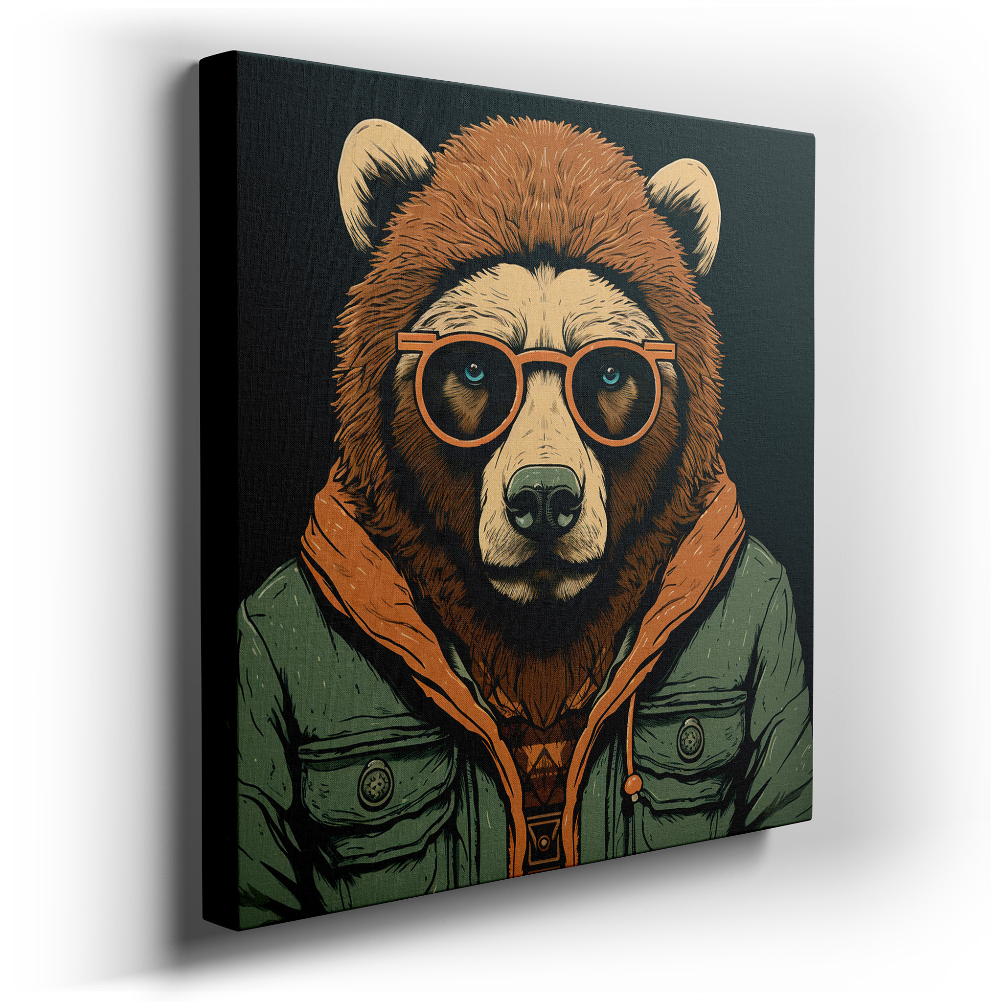 Bear - Themed Wall Art: Blending Wilderness with Urban Elegance - Ideal for Living Rooms, Bedrooms, and Offices wrapped