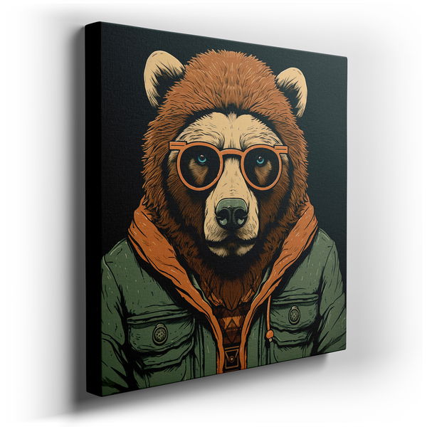 Bear-Themed Wall Art - Urban Elegance Canvas Wall Art