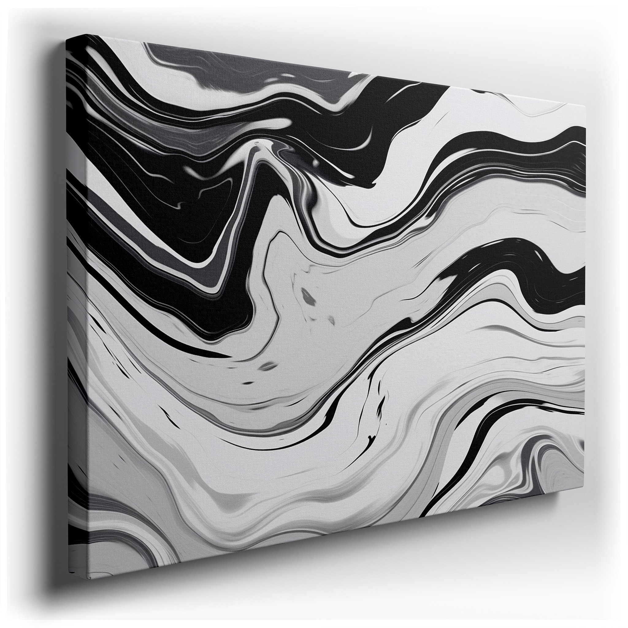 Black and White Captivating Waves: A Dance of Shadow and Light - Large Wall Art, Canvas Wall Art, Wall Decor for Office