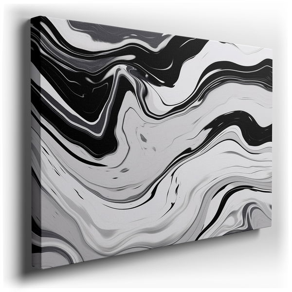 Captivating Waves - Black and White Canvas Wall Art