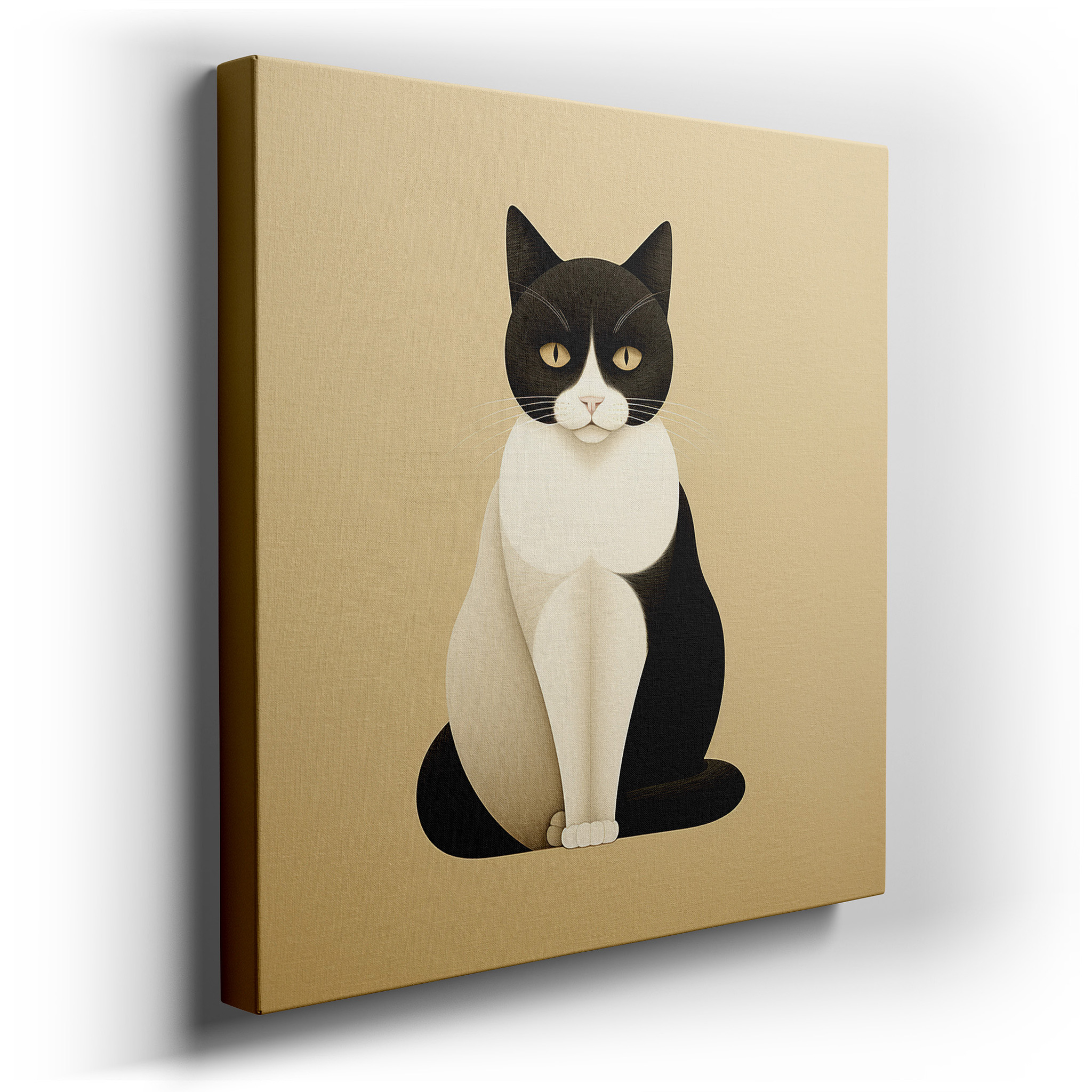 Black and White Elegance - Graceful and Sophisticated Stylized Cat Large Wall Art, Canvas Wall Art, Wall Decor for