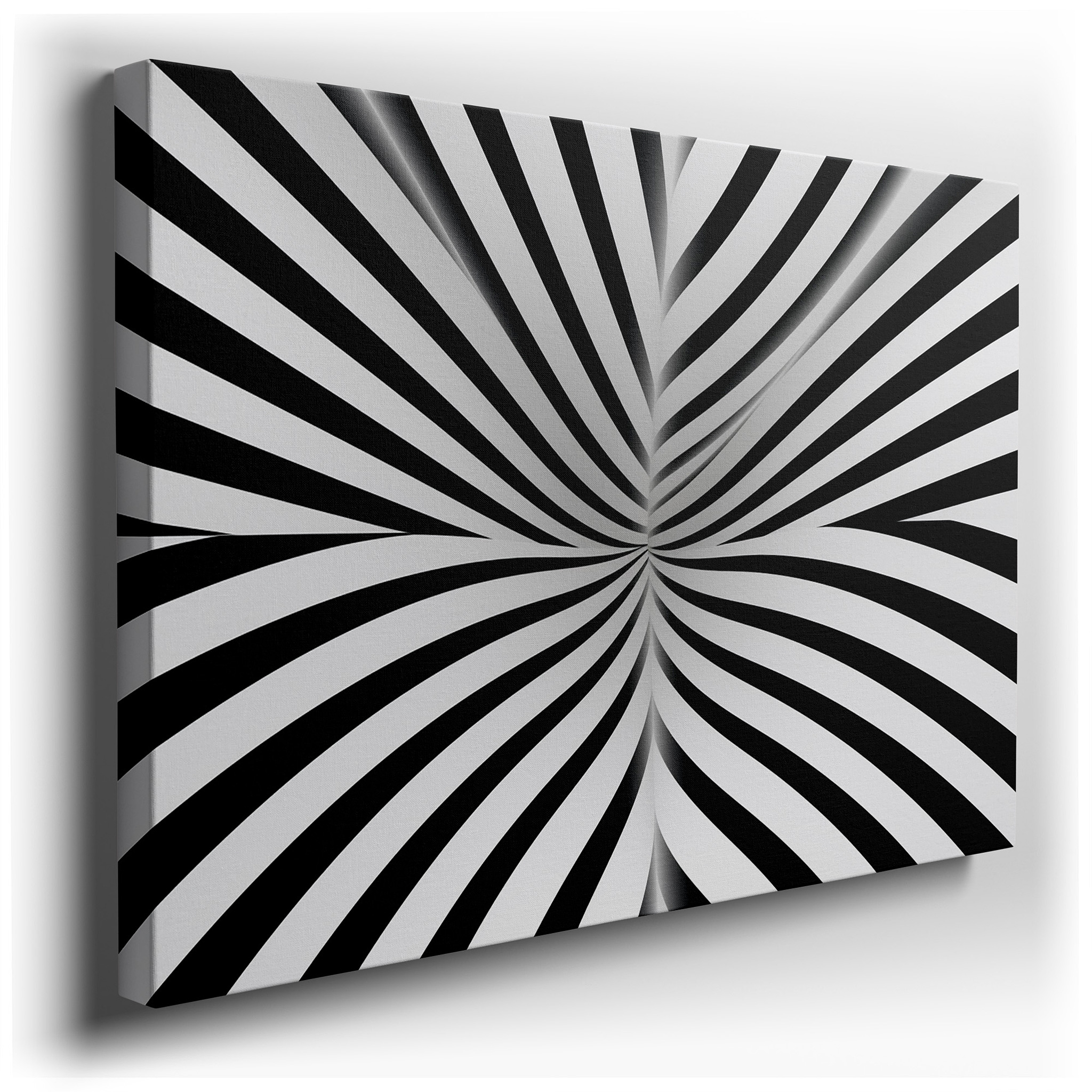 Black and White Hypnotic Spiral, Dynamic Abstract Vortex Canvas, Inspiring Large Wall Art for Office Decor wrapped