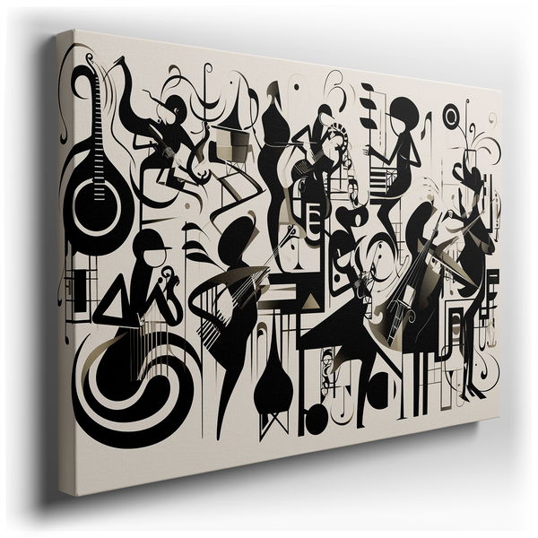 Black and White Vibrant Symphony Canvas Art for Elegant Spaces