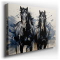 Black Horses in Motion - Dynamic Canvas Art