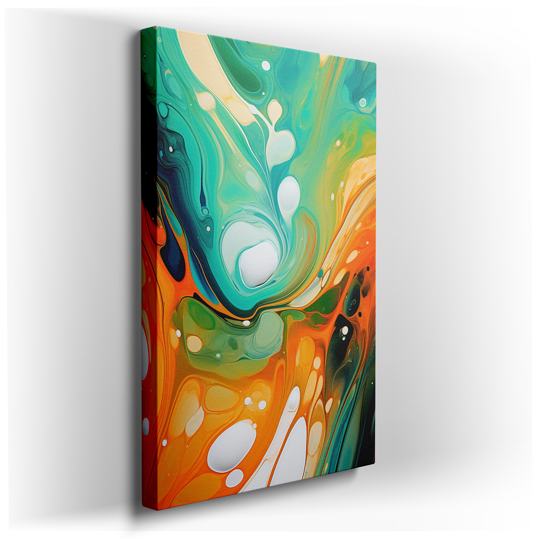 Blue and Orange Swirls Dance - Dynamic Abstract Expression of Motion and Emotion, Large Canvas Wall Art for Office