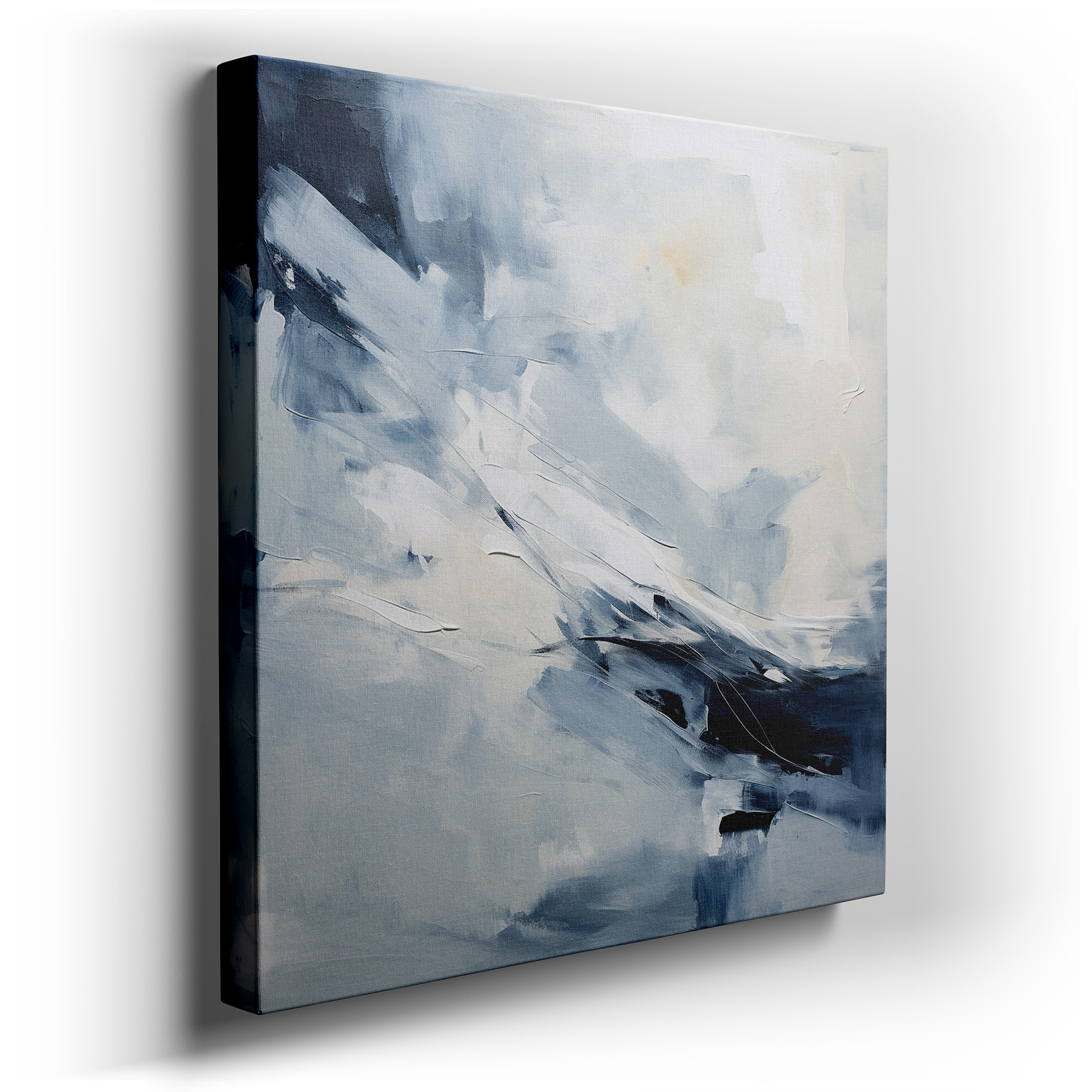 Blue and White Serenity Dance, Tranquil Abstract Masterpiece, Large Canvas Wall Art for Office and Bedroom Decor