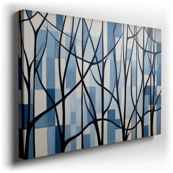 Blue and White Tranquil Branches - Minimalist Canvas Art