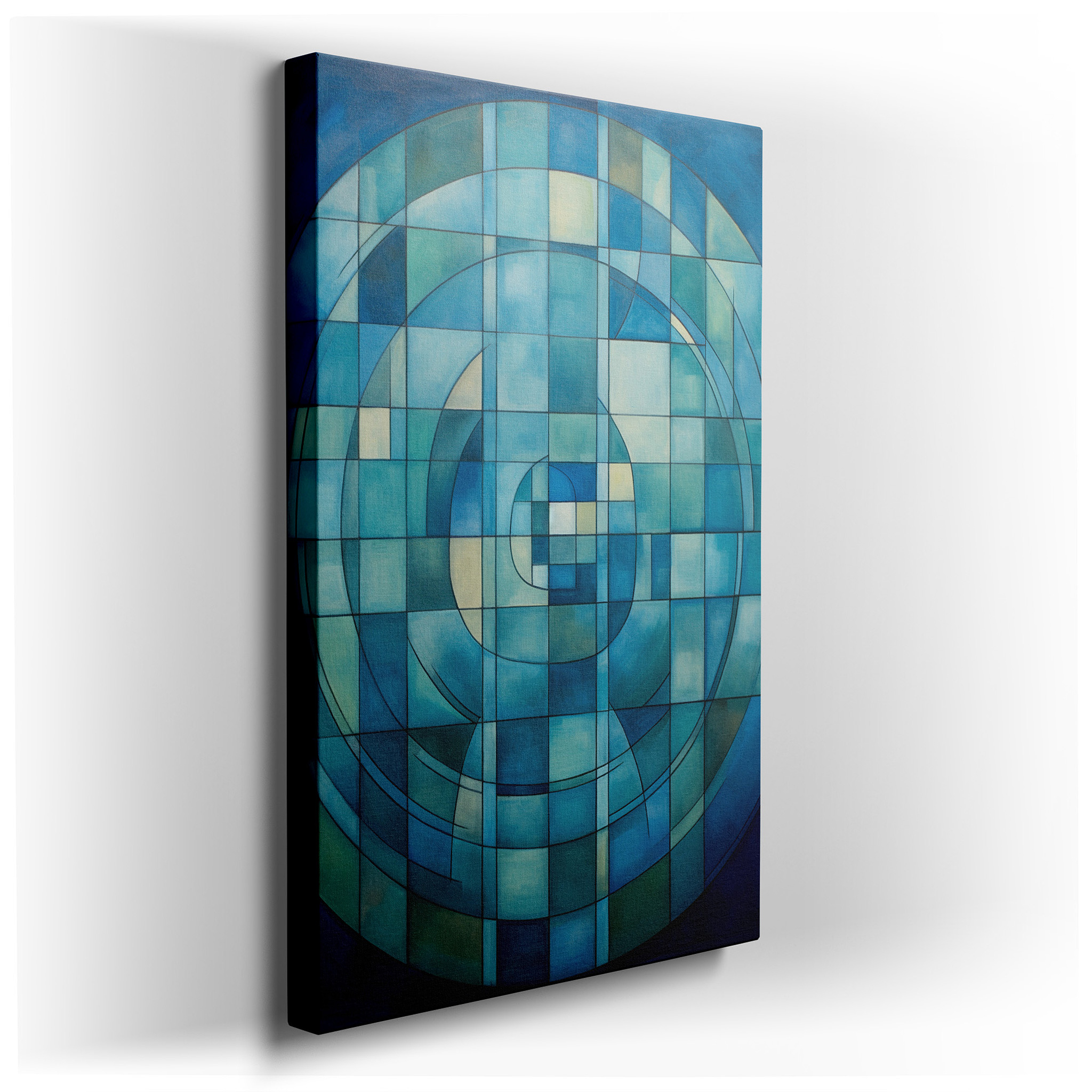 Blue Geometric Symphony - Abstract Shapes Large Canvas Wall Art, Office and Bedroom Wall Decor wrapped canvas - main
