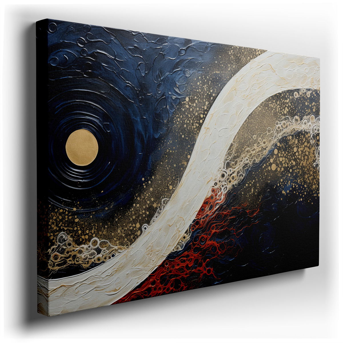 Blue, White, and Gold Elegance - Large Canvas Art