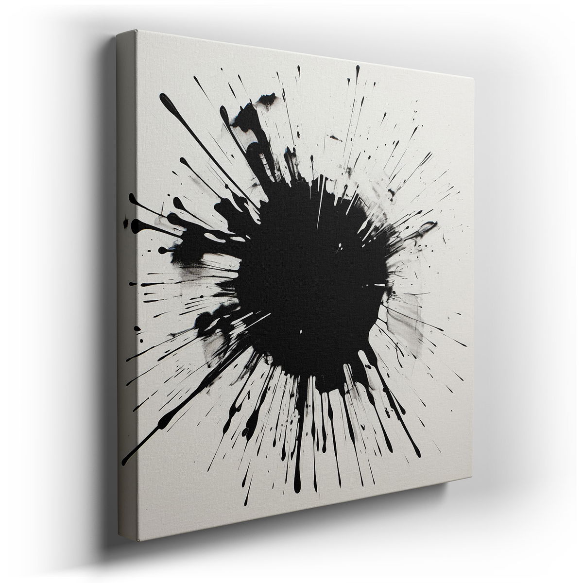 Bold Black Ink Splash Abstract Wall Art