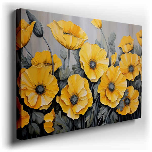 Bright Yellow Poppies - Vivid Colors Canvas Wall Art
