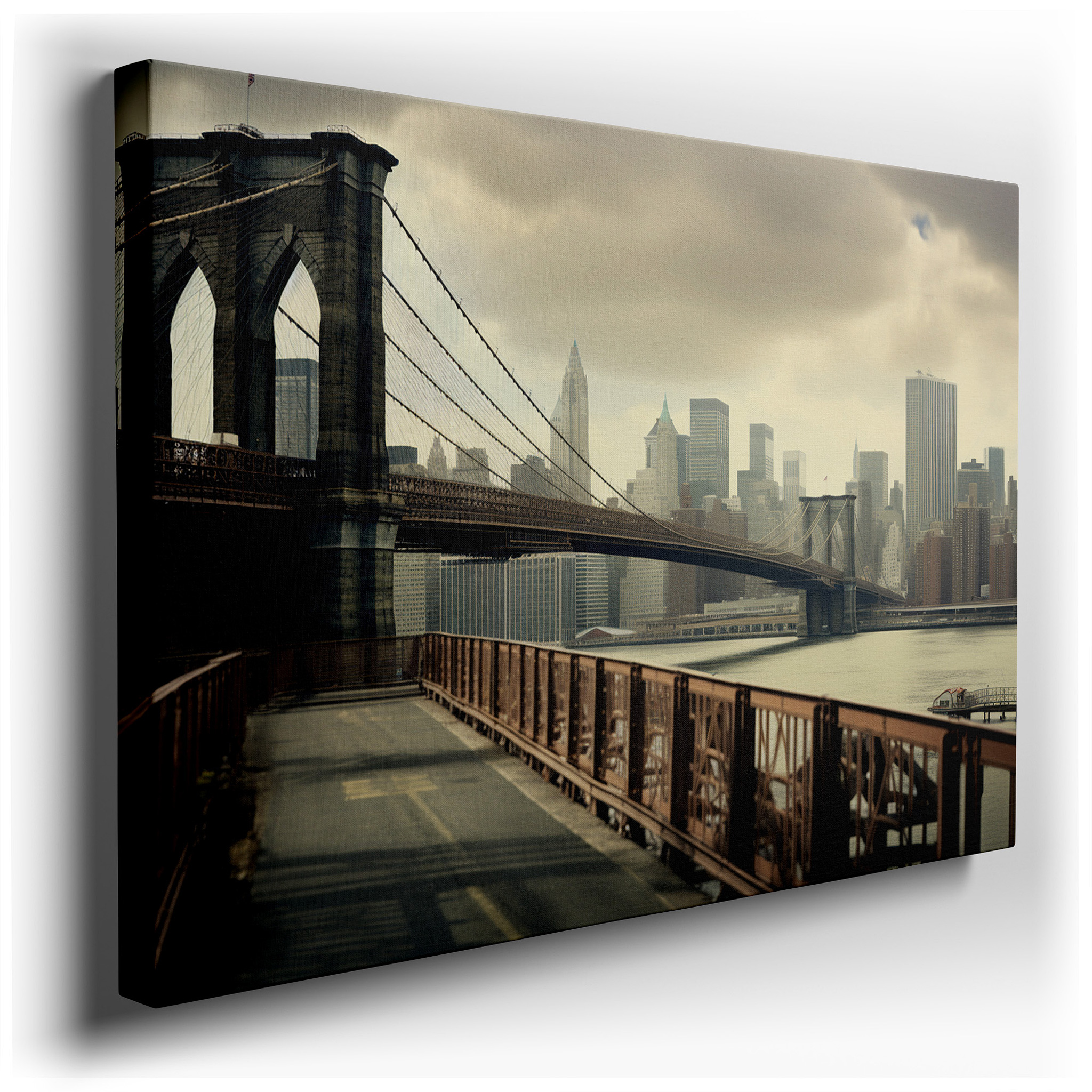 Brooklyn Bridge and NYC Skyline Wall Art: Celebrating Engineering and Urban Spirit - Large Canvas Art for Office and
