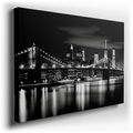 Brooklyn Bridge at Night - Elegant Black and White Canvas Wall Art