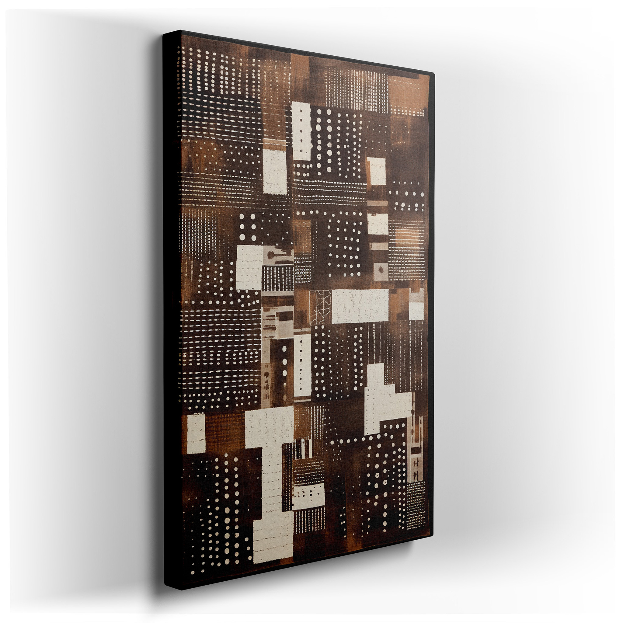 Brown and White Symphony: A Dance of Patterns and Light - Large Canvas Wall Art for Office and Bedroom Decor wrapped