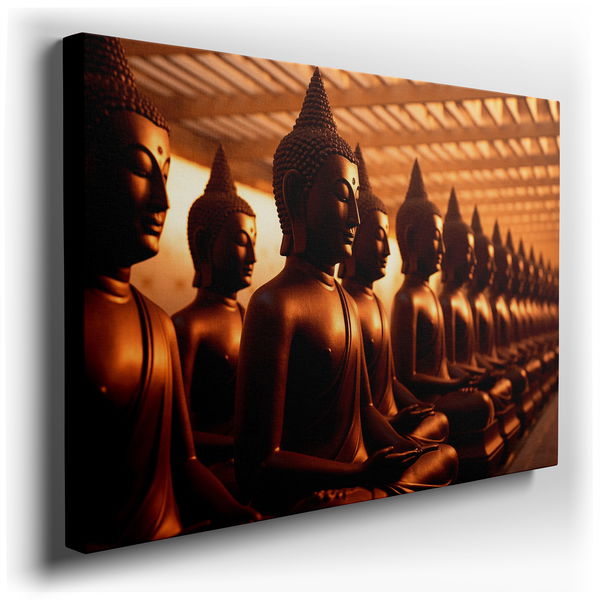 Buddha Statues - Serene Gold Canvas Wall Art