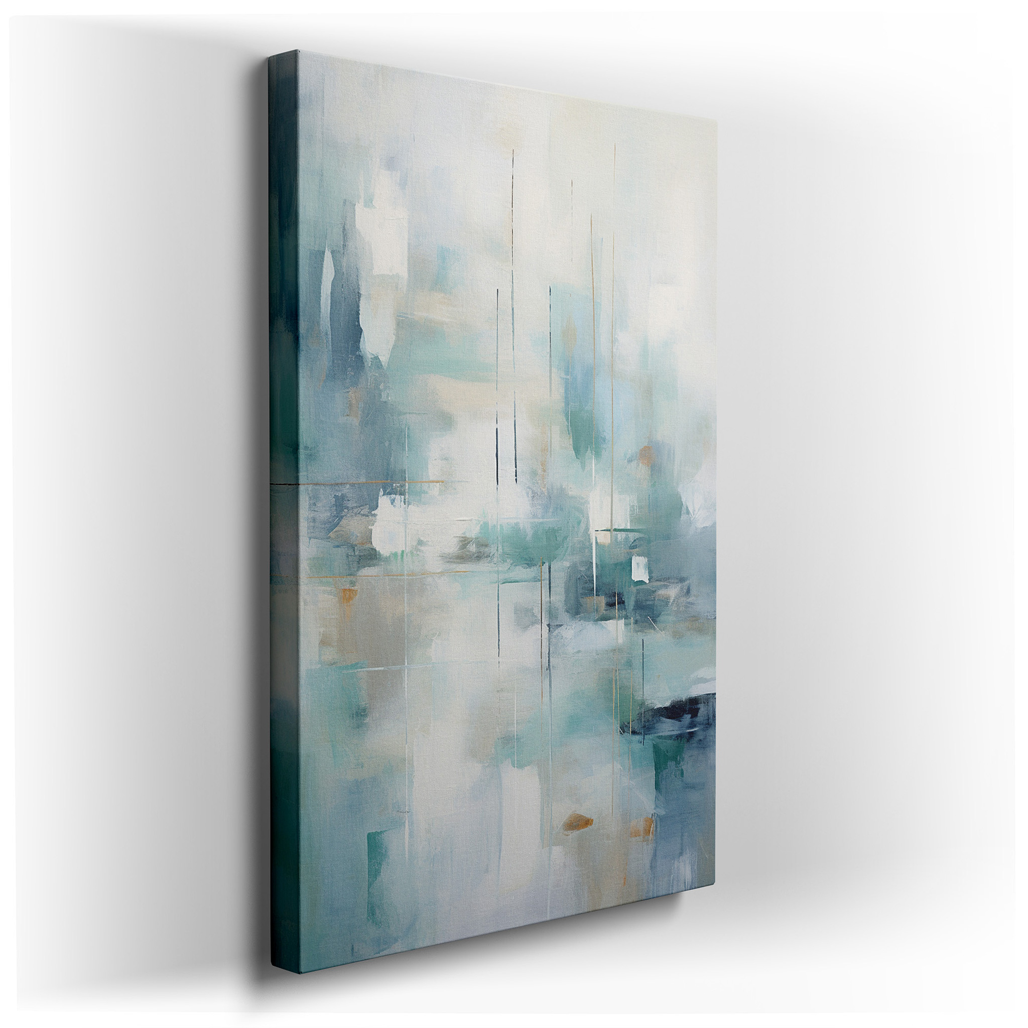 Calm Waters Essence in Soothing Blues and Greens, Tranquil Abstract Large Wall Art for Peaceful Reflection, Canvas Wall