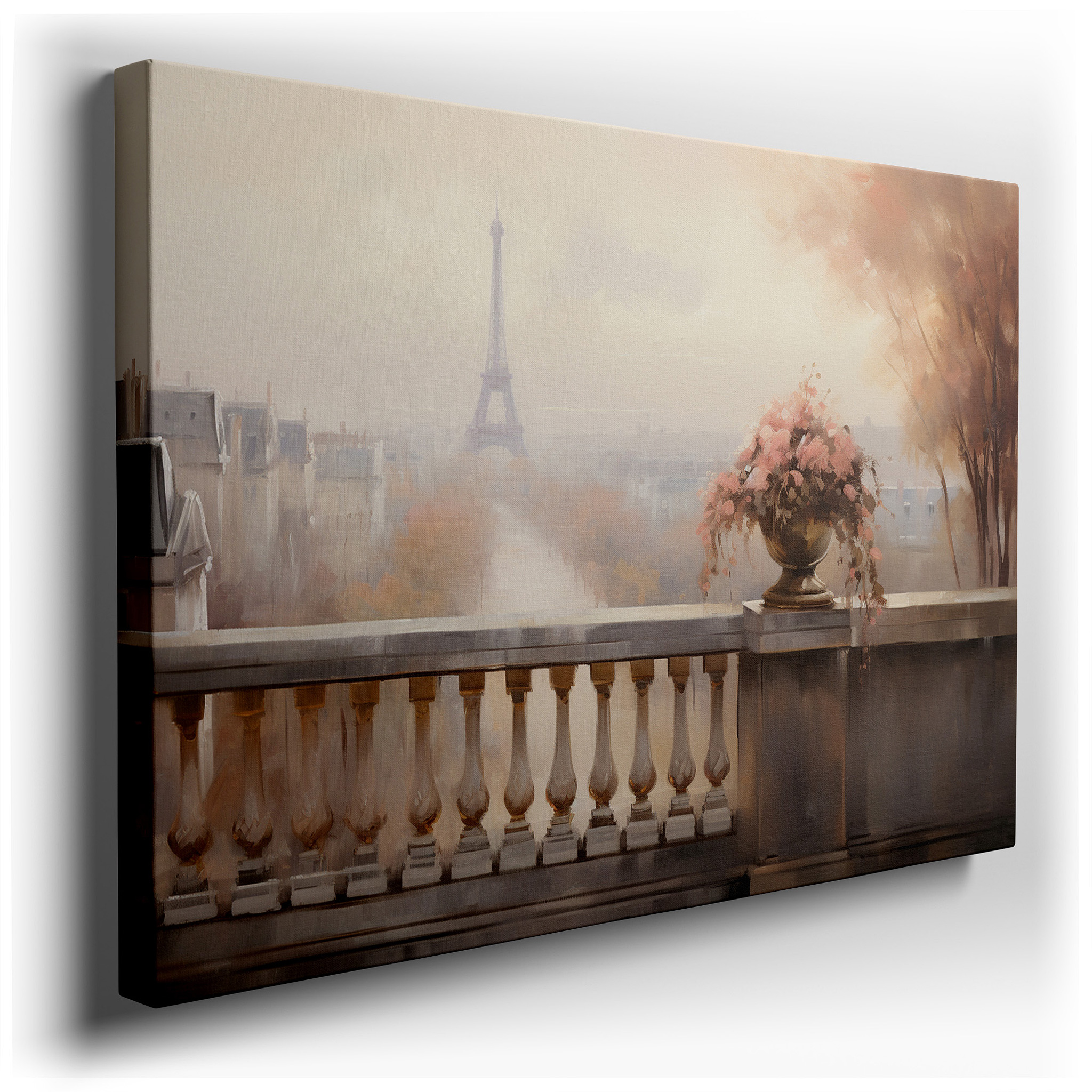 Captivating Paris Dawn Featuring the Majestic Eiffel Tower Surrounded by Gentle Pastels - Large Canvas Wall Art for