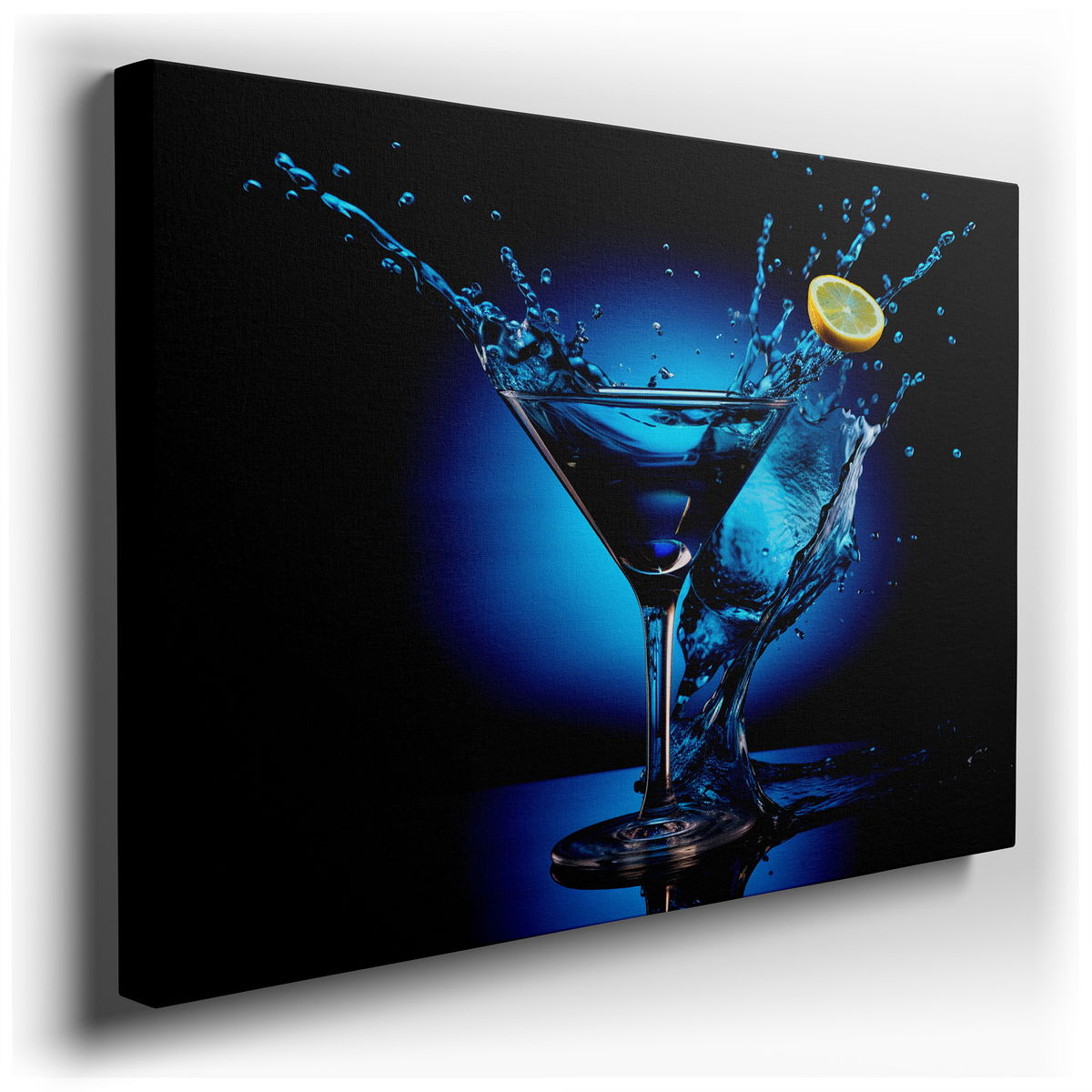Celebrating Cocktail Culture - Vibrant Blue Martini Canvas Wall Art
