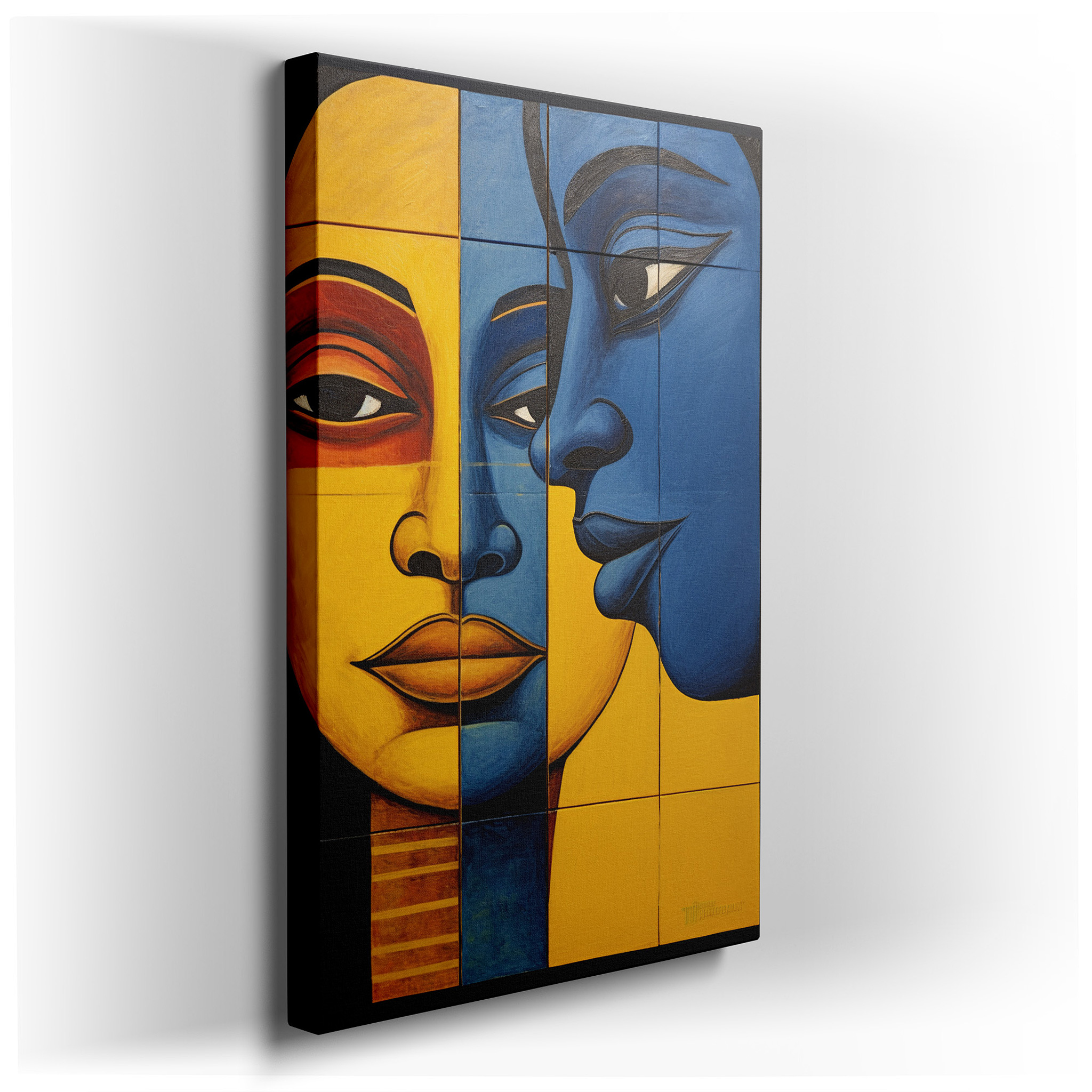 Celebrating Cultural Unity with Vibrant Split - Face Design: Large Wall Art for Offices, Bedrooms, and Living Spaces