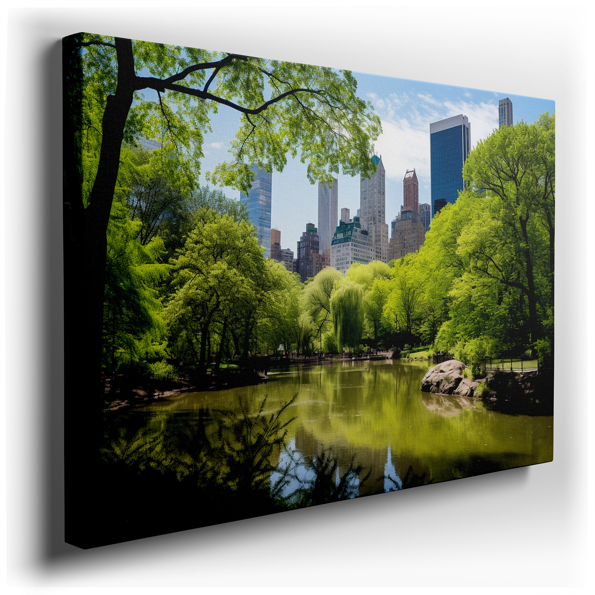 Central Park Oasis Wall Art: Experience the Serenity of Nature Against New York's City Skyline - Large Canvas Art for