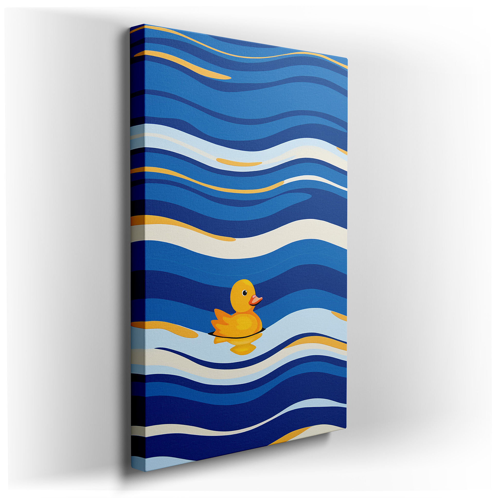 Cheerful Yellow Duck on Bright Blue Waves, A Playful Addition to Any Room Large Wall Art, Canvas Wall Art, Wall Decor,