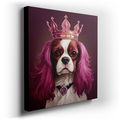 Chestnut and White Cavalier King Charles Spaniel with Crown - Whimsical Canvas W