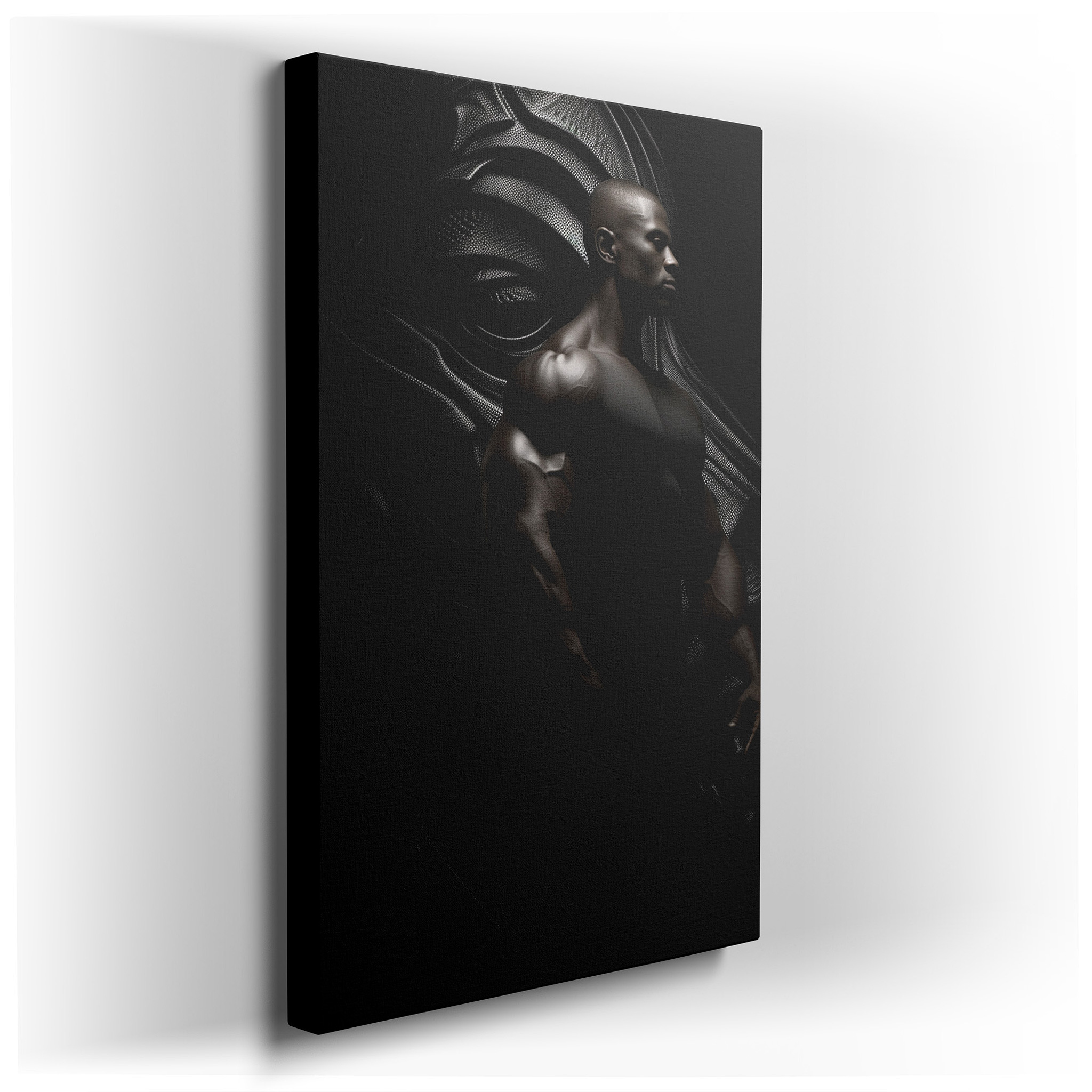 Chiaroscuro Muscular Figure: A Bold Expression of Strength and Contemplation - Large Wall Art, Canvas Wall Art, Wall