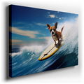 Chihuahua Surfing on a Yellow Board - Coastal Canvas Wall Art