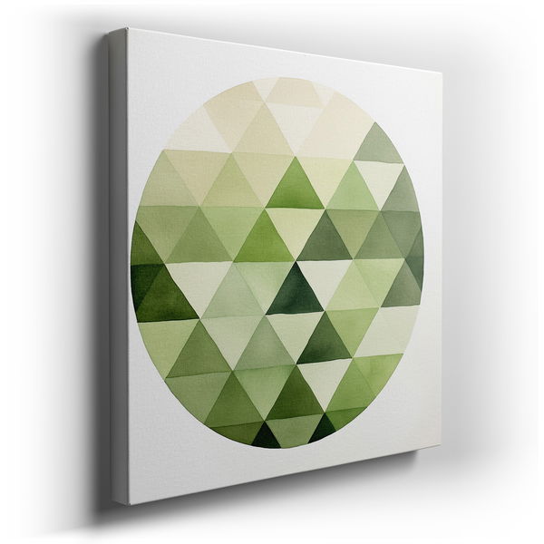 Circular Harmony Canvas - Subtle Green Triangles